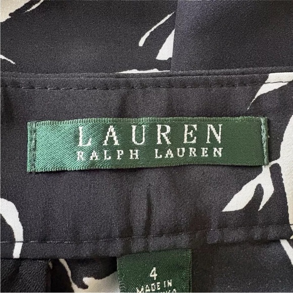 Lauren Ralph Lauren Black Pearl Floral Print Wide Leg Pants Womens Size 4 (1635) - Picture 5 of 6